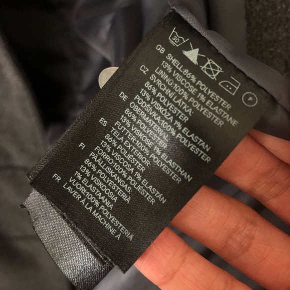 H&M Grey Double Breasted Button Up Peacoat - Picture 5 of 5